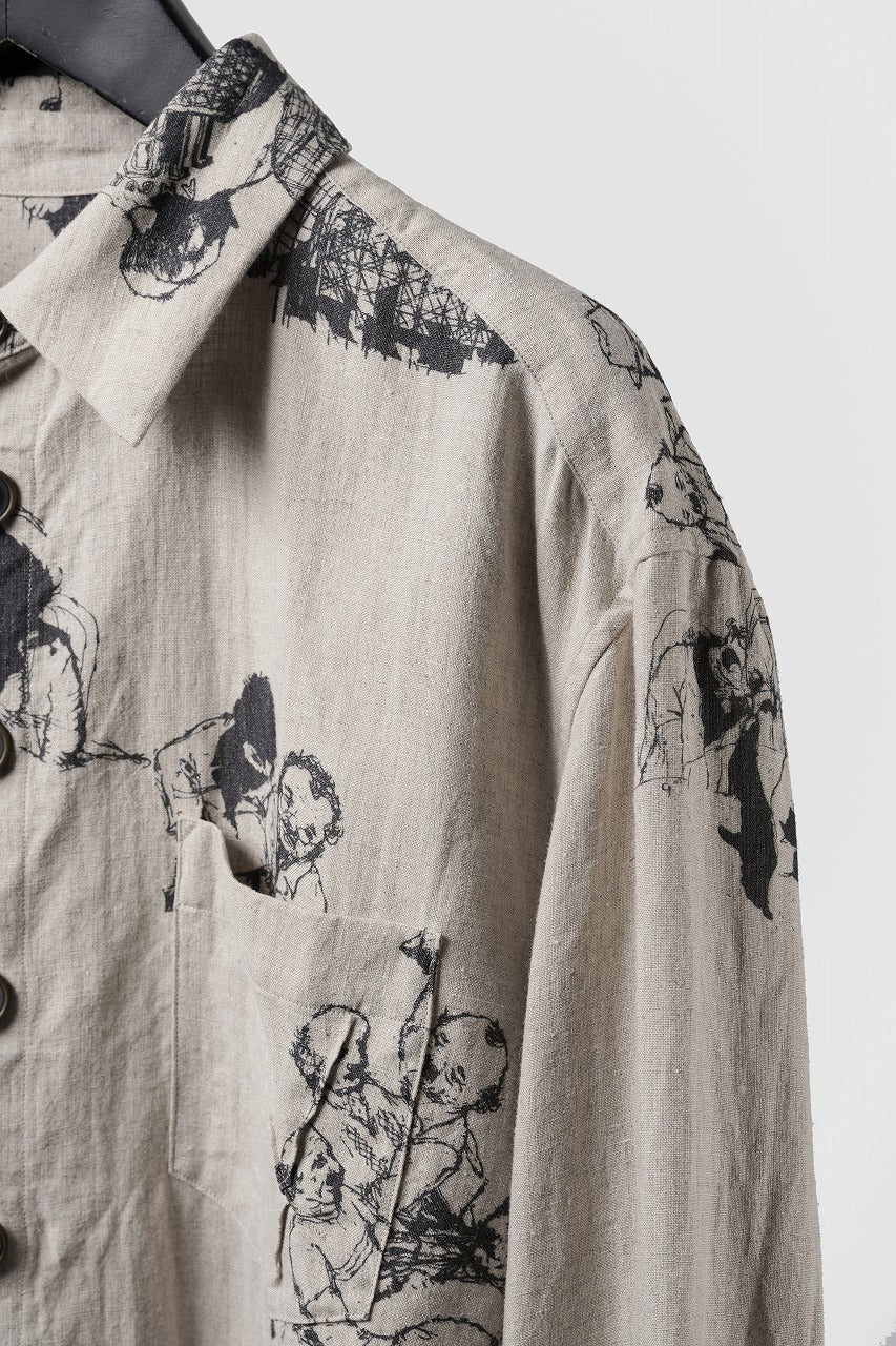 画像をギャラリービューアに読み込む, YUTA MATSUOKA classic shirt / drawing by megumi terao (ecru/print)