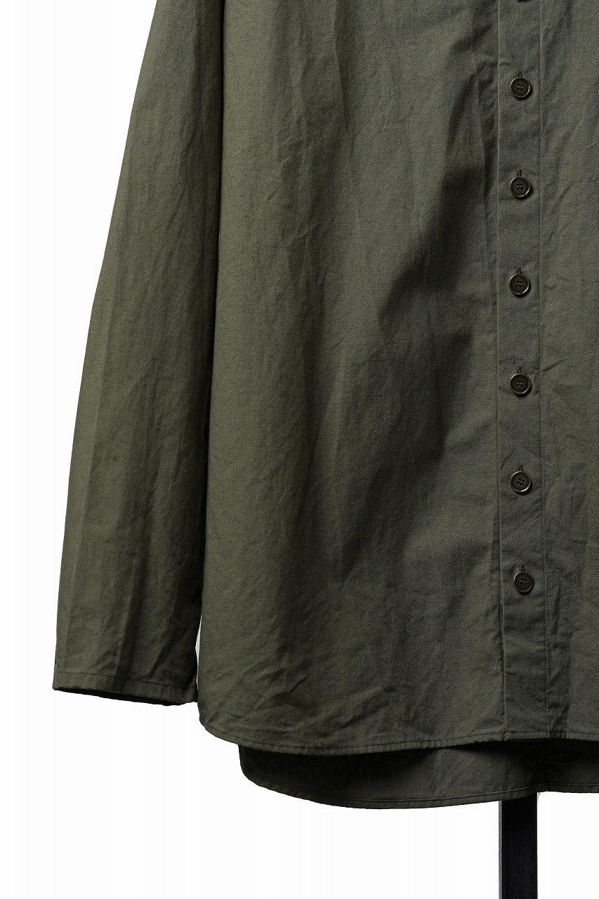 画像をギャラリービューアに読み込む, YUTA MATSUOKA collarless shirt / hard twist yarn horse cloth (khaki)