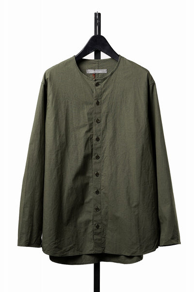 YUTA MATSUOKA collarless shirt / hard twist yarn horse cloth (khaki)