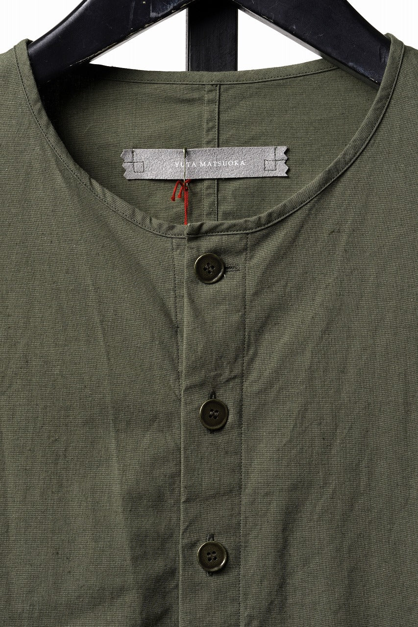 画像をギャラリービューアに読み込む, YUTA MATSUOKA collarless shirt / hard twist yarn horse cloth (khaki)