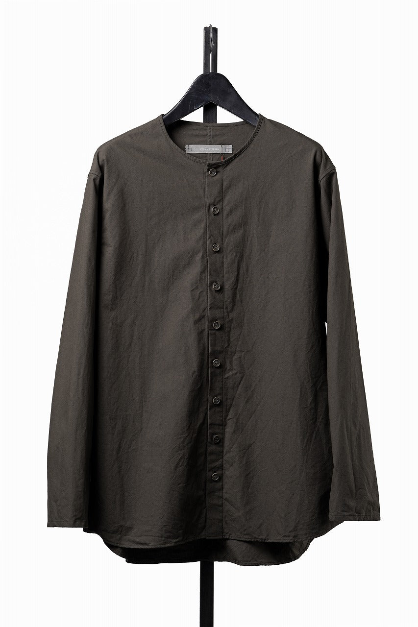 Load image into Gallery viewer, YUTA MATSUOKA collarless shirt / hard twist yarn horse cloth (dark brown)