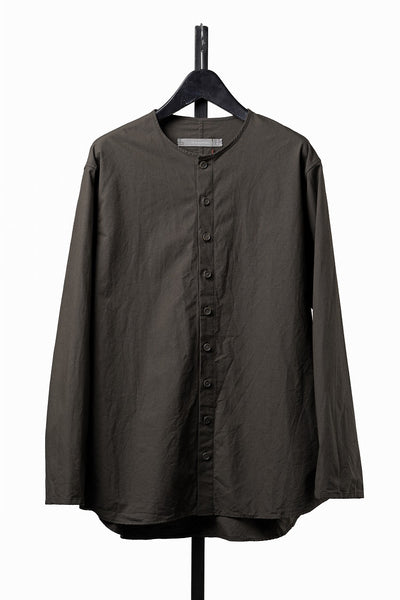 YUTA MATSUOKA collarless shirt / hard twist yarn horse cloth (dark brown)