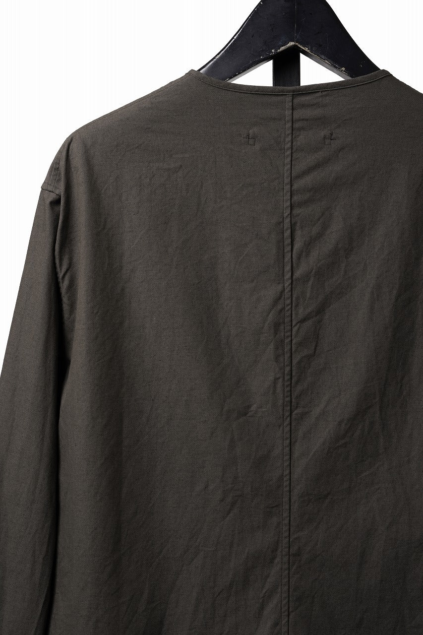 Load image into Gallery viewer, YUTA MATSUOKA collarless shirt / hard twist yarn horse cloth (dark brown)
