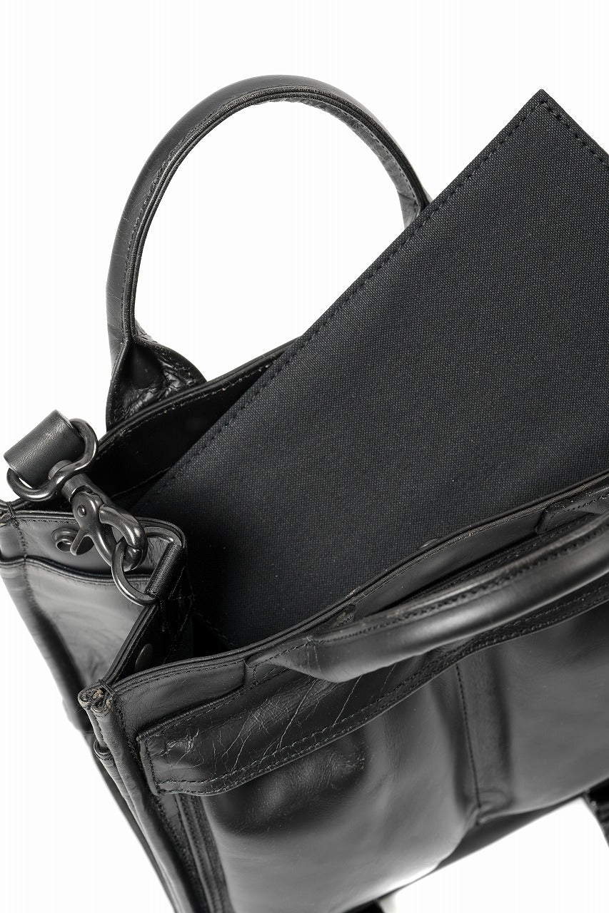 Load image into Gallery viewer, ISAMU KATAYAMA BACKLASH JAPAN HORSE CRACKING VINTAGE MINI-TOTE/SHOULDER BAG (BLACK)