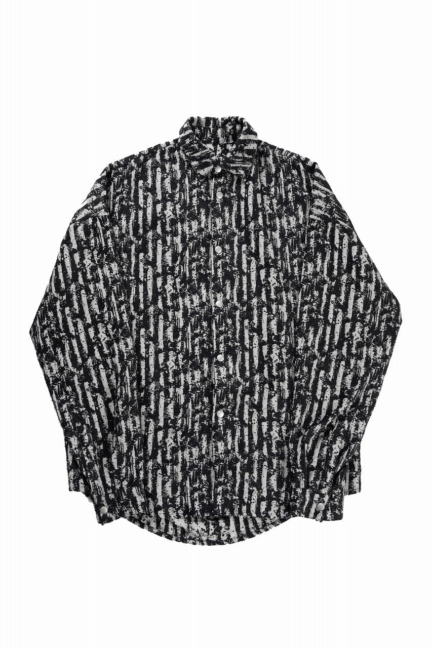 画像をギャラリービューアに読み込む, A.F ARTEFACT SNAPPED COCOON SHIRT / JACGUARD BLURRED STRIPE (BLACK x WHITE)