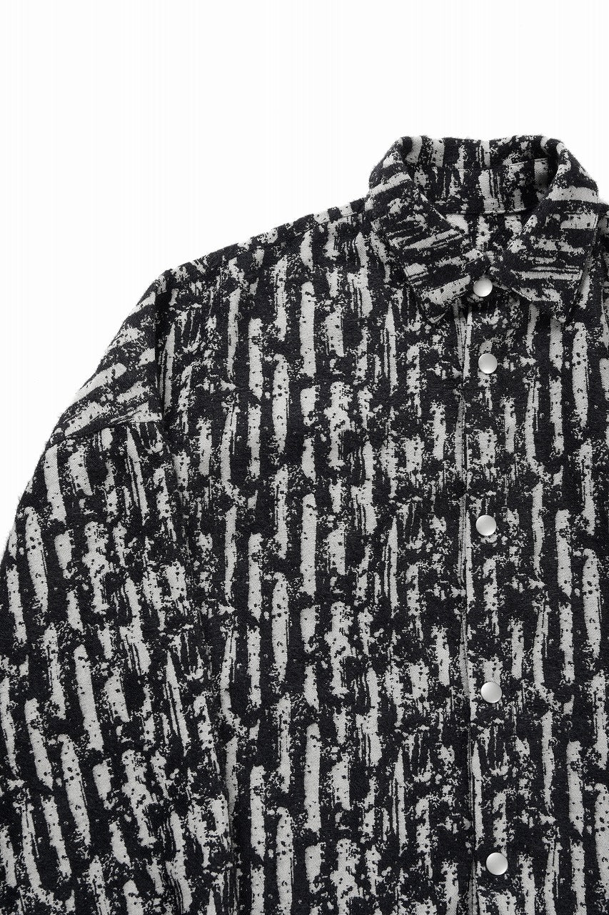画像をギャラリービューアに読み込む, A.F ARTEFACT SNAPPED COCOON SHIRT / JACGUARD BLURRED STRIPE (BLACK x WHITE)