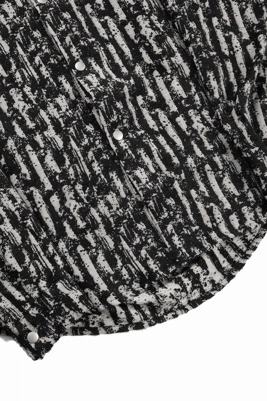 画像をギャラリービューアに読み込む, A.F ARTEFACT SNAPPED COCOON SHIRT / JACGUARD BLURRED STRIPE (BLACK x WHITE)