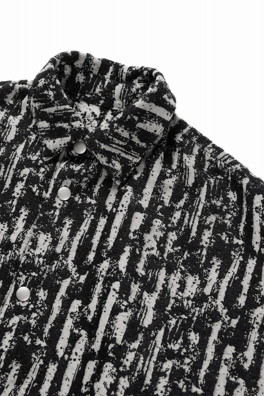 画像をギャラリービューアに読み込む, A.F ARTEFACT SNAPPED COCOON SHIRT / JACGUARD BLURRED STRIPE (BLACK x WHITE)