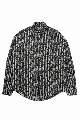 A.F ARTEFACT SNAPPED COCOON SHIRT / JACGUARD BLURRED STRIPE (BLACK x WHITE)