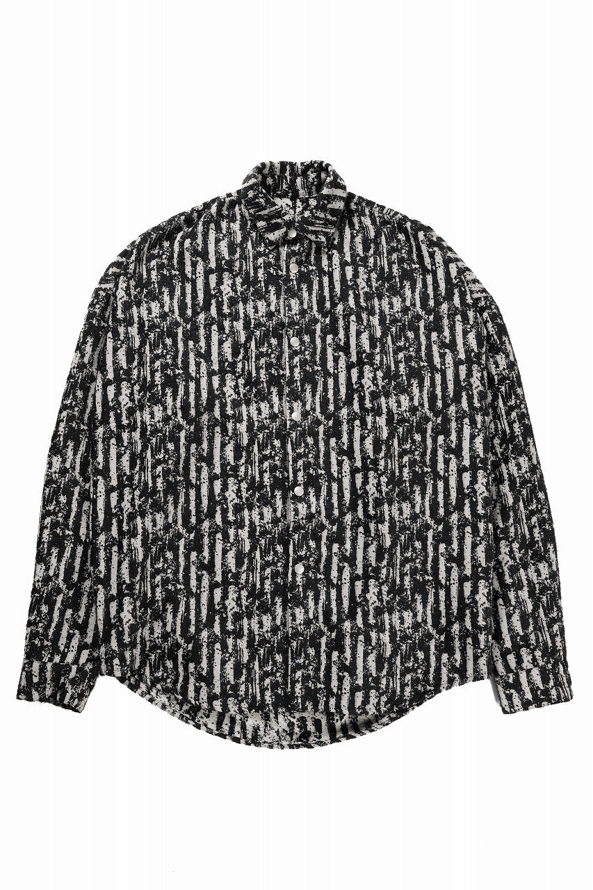 画像をギャラリービューアに読み込む, A.F ARTEFACT SNAPPED COCOON SHIRT / JACGUARD BLURRED STRIPE (BLACK x WHITE)