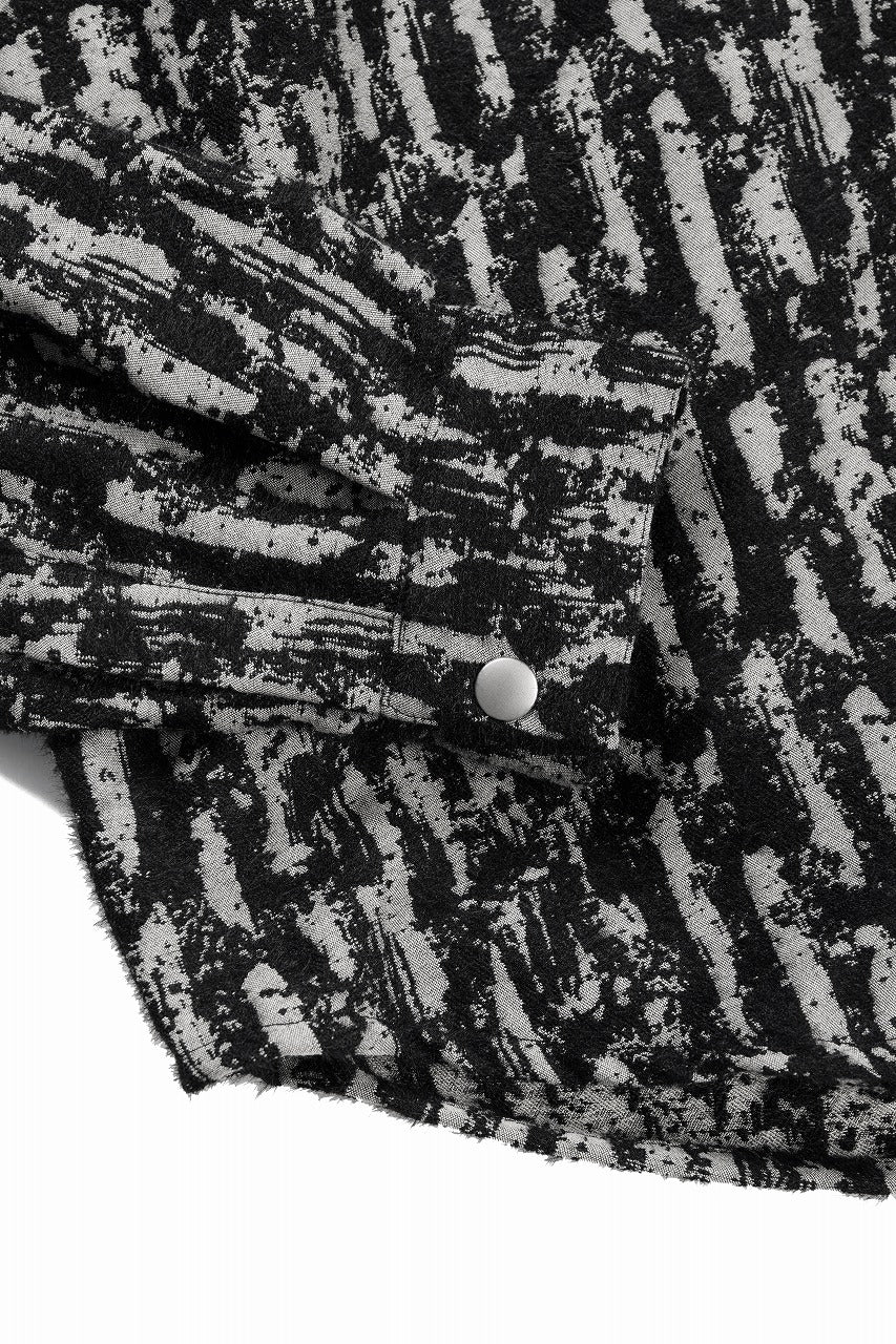 画像をギャラリービューアに読み込む, A.F ARTEFACT SNAPPED COCOON SHIRT / JACGUARD BLURRED STRIPE (BLACK x WHITE)