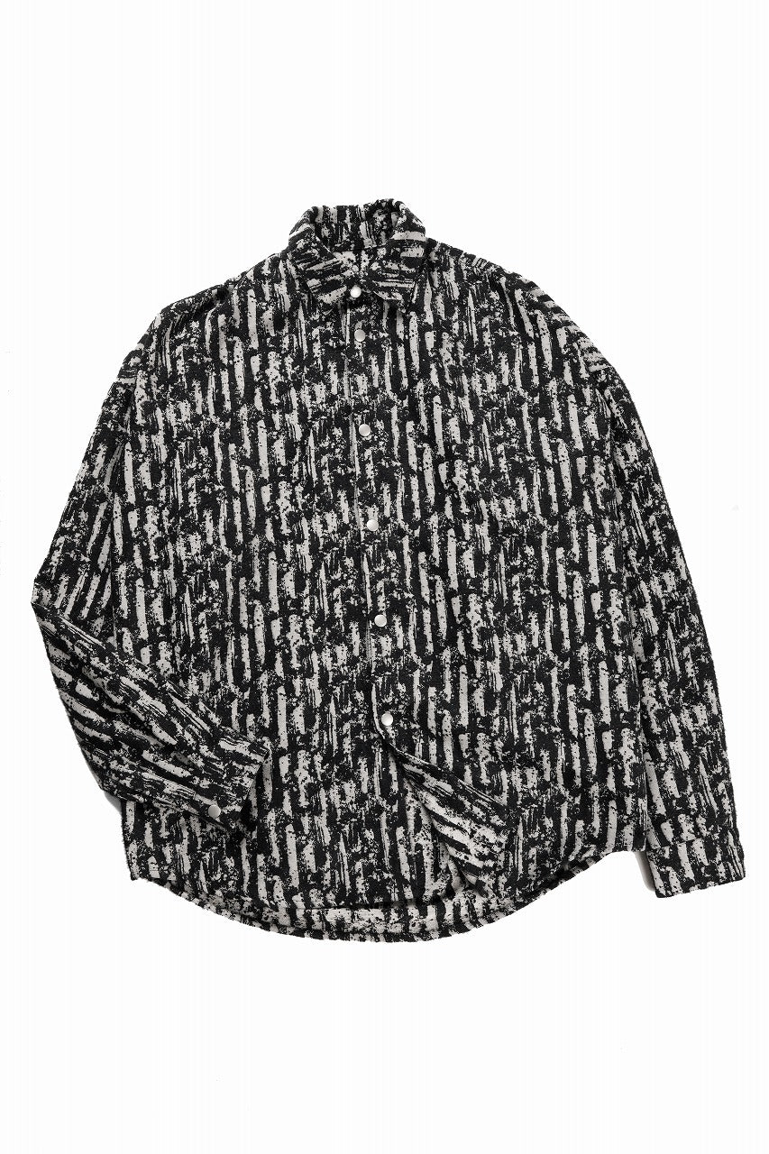 画像をギャラリービューアに読み込む, A.F ARTEFACT SNAPPED COCOON SHIRT / JACGUARD BLURRED STRIPE (BLACK x WHITE)