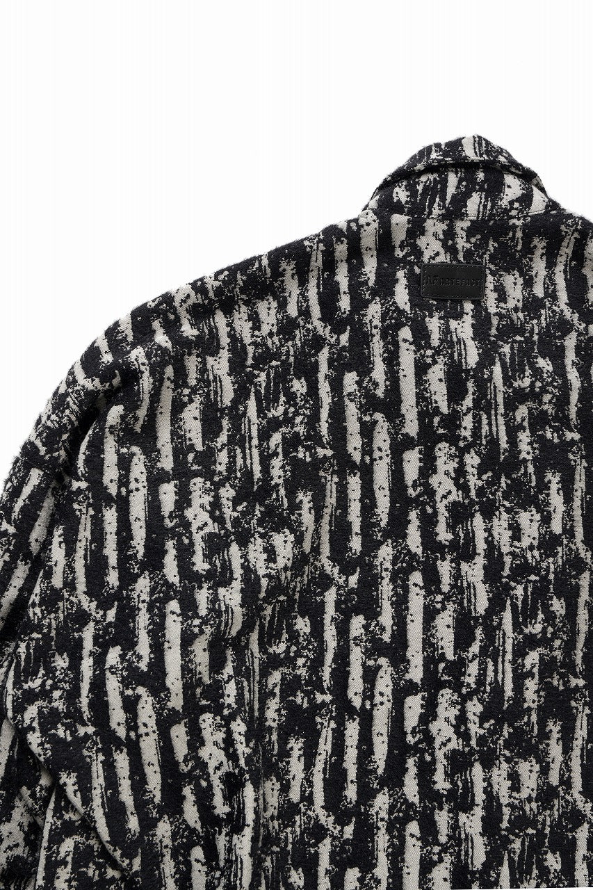 画像をギャラリービューアに読み込む, A.F ARTEFACT SNAPPED COCOON SHIRT / JACGUARD BLURRED STRIPE (BLACK x WHITE)