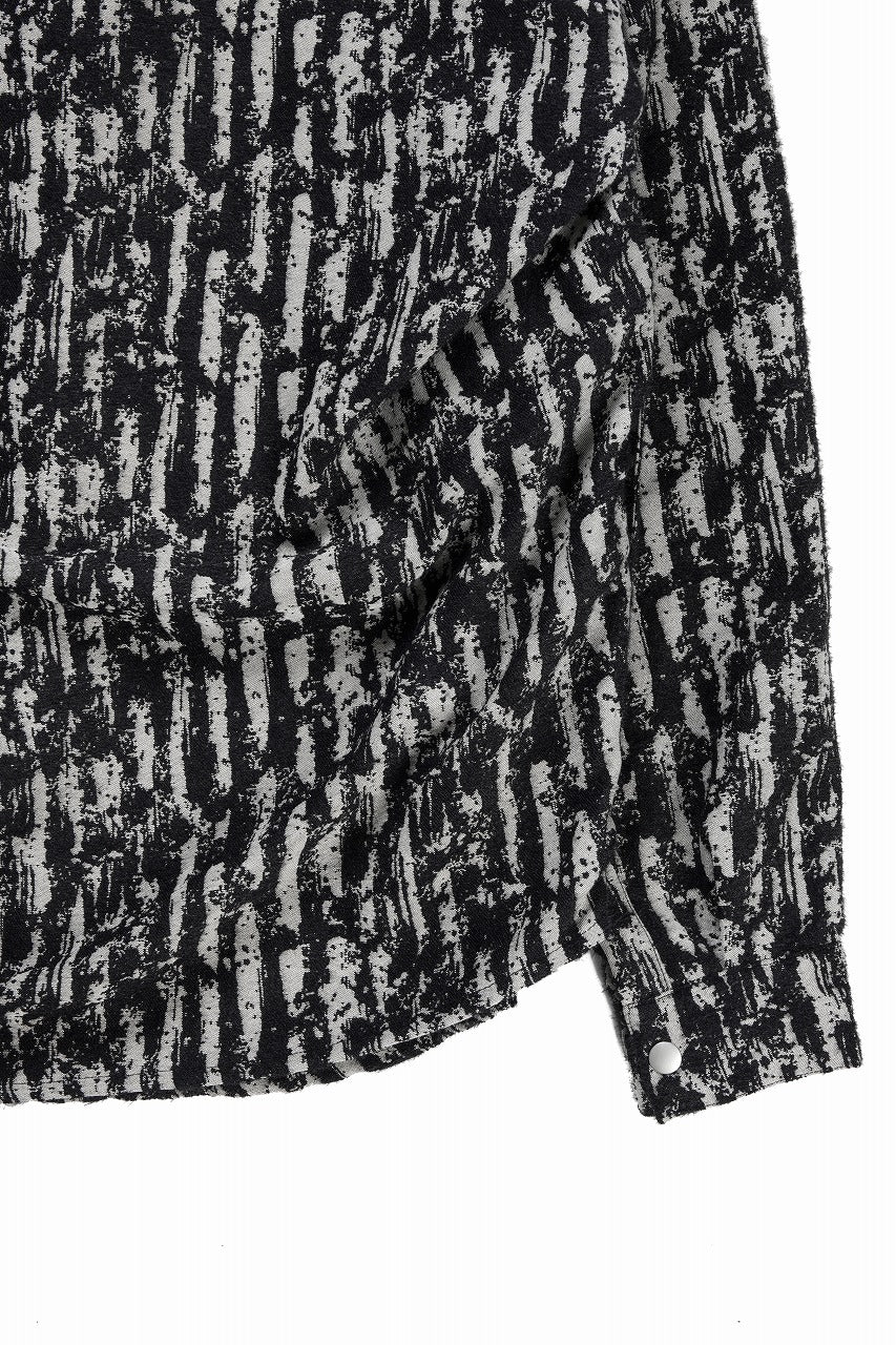 画像をギャラリービューアに読み込む, A.F ARTEFACT SNAPPED COCOON SHIRT / JACGUARD BLURRED STRIPE (BLACK x WHITE)