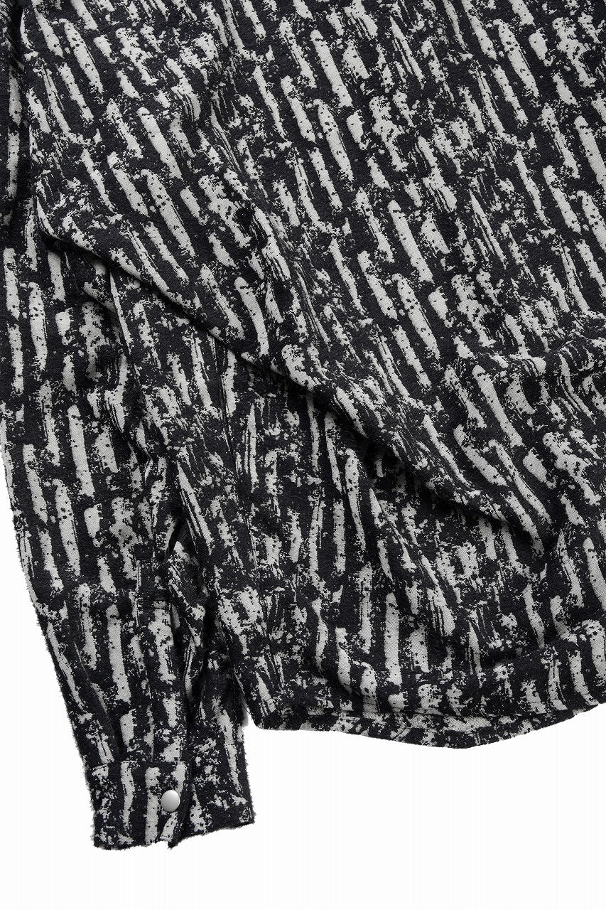 画像をギャラリービューアに読み込む, A.F ARTEFACT SNAPPED COCOON SHIRT / JACGUARD BLURRED STRIPE (BLACK x WHITE)