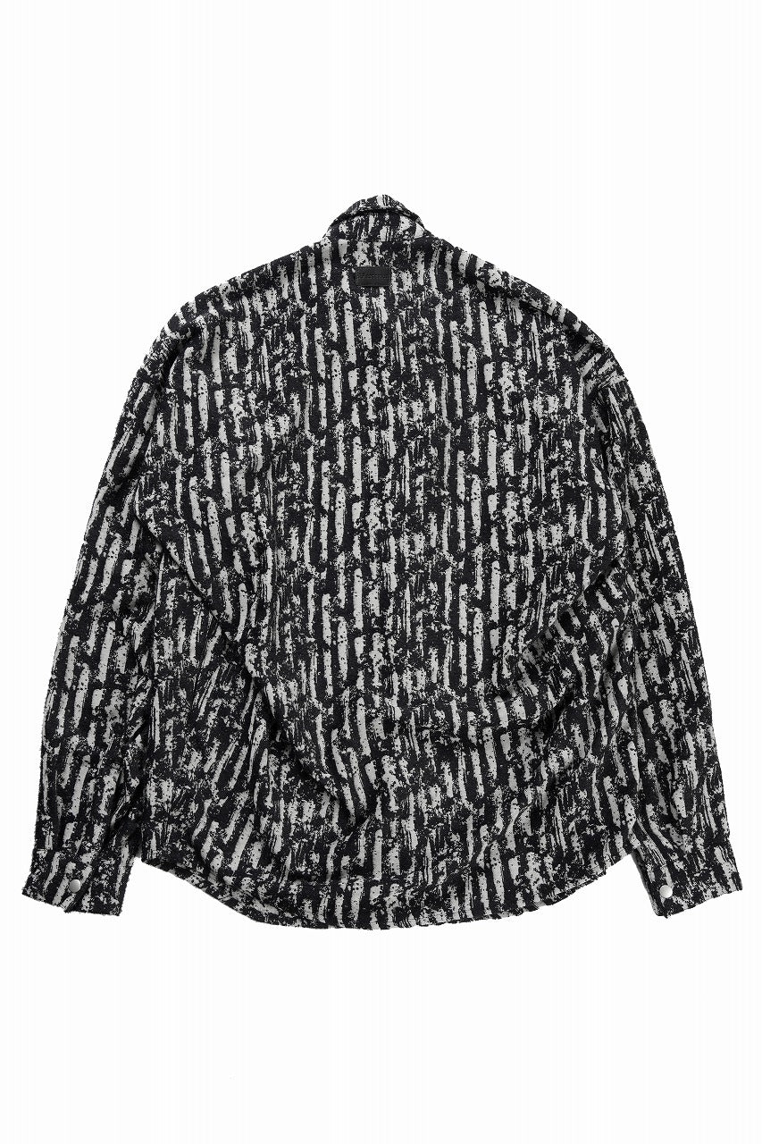 画像をギャラリービューアに読み込む, A.F ARTEFACT SNAPPED COCOON SHIRT / JACGUARD BLURRED STRIPE (BLACK x WHITE)