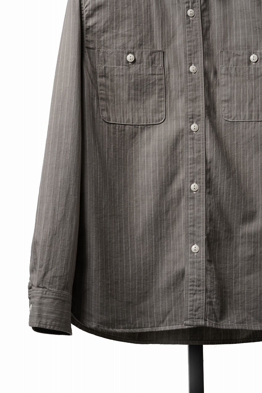 画像をギャラリービューアに読み込む, FULLCOUNT Herringbone Pencil Stripe Work Shirt (GRAY)