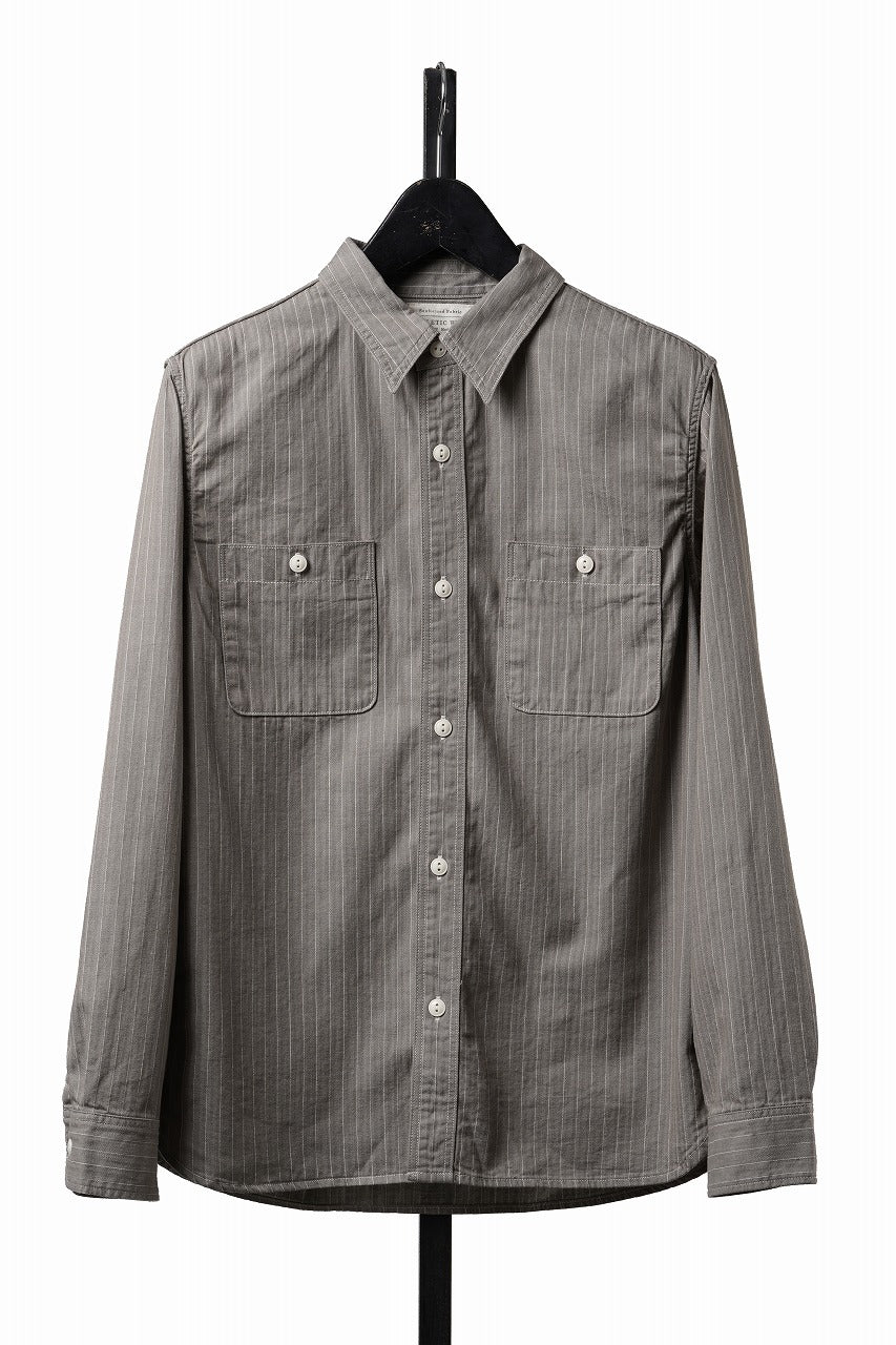 画像をギャラリービューアに読み込む, FULLCOUNT Herringbone Pencil Stripe Work Shirt (GRAY)