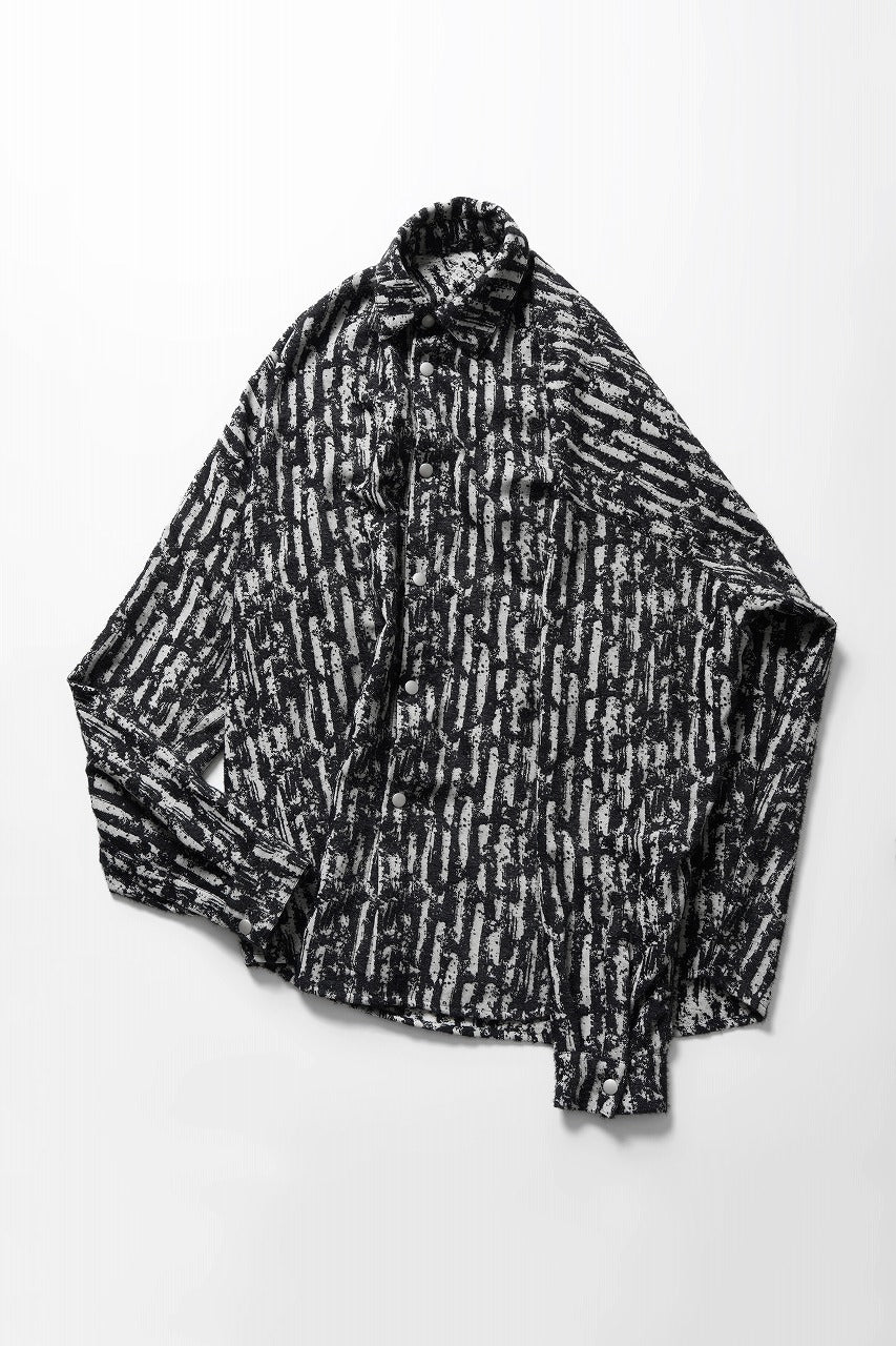 画像をギャラリービューアに読み込む, A.F ARTEFACT SNAPPED COCOON SHIRT / JACGUARD BLURRED STRIPE (BLACK x WHITE)