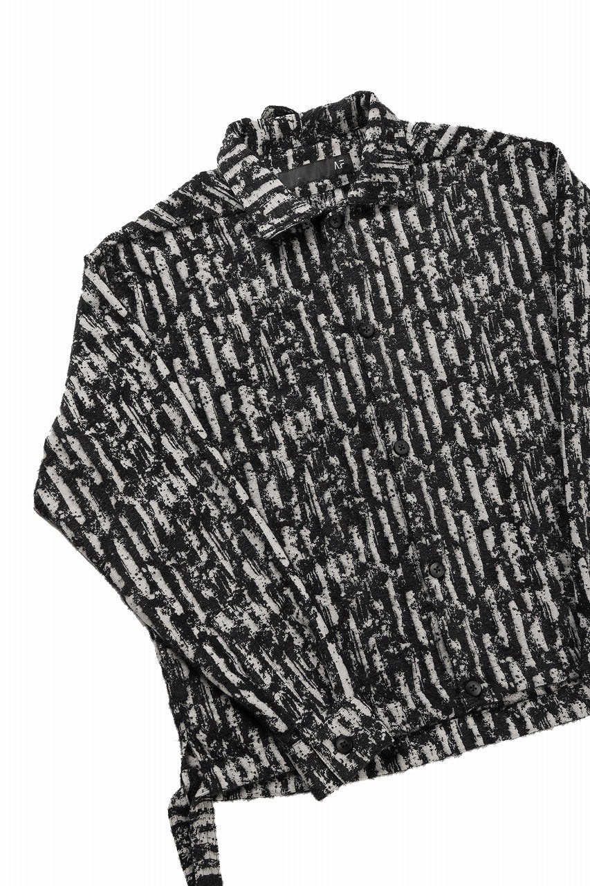 画像をギャラリービューアに読み込む, A.F ARTEFACT SNAPPED SHIRT WITH HEM BAND / JACGUARD BLURRED STRIPE (BLACK x WHITE)