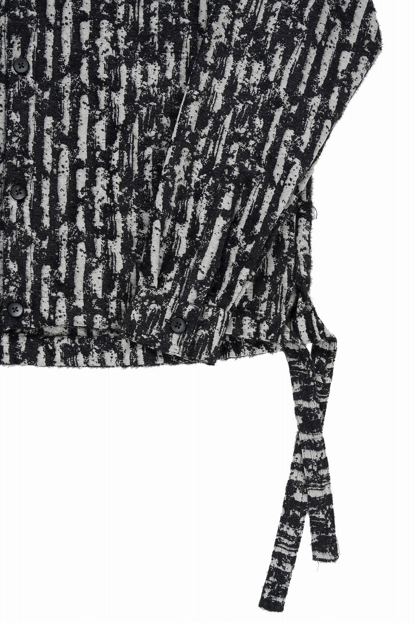 画像をギャラリービューアに読み込む, A.F ARTEFACT SNAPPED SHIRT WITH HEM BAND / JACGUARD BLURRED STRIPE (BLACK x WHITE)