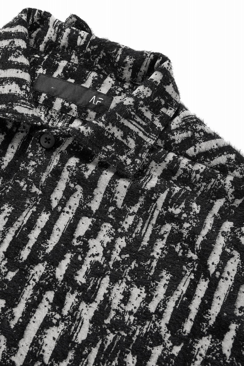 画像をギャラリービューアに読み込む, A.F ARTEFACT SNAPPED SHIRT WITH HEM BAND / JACGUARD BLURRED STRIPE (BLACK x WHITE)