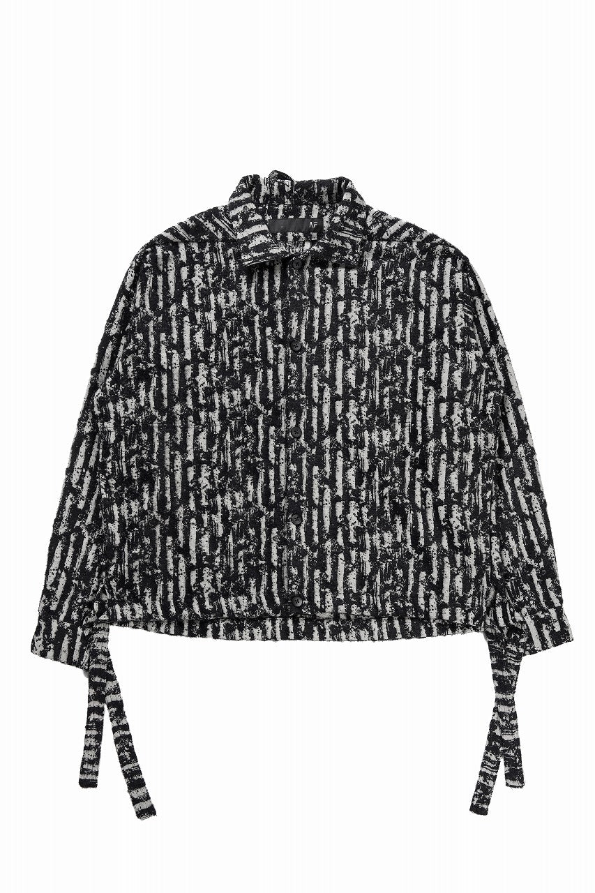 画像をギャラリービューアに読み込む, A.F ARTEFACT SNAPPED SHIRT WITH HEM BAND / JACGUARD BLURRED STRIPE (BLACK x WHITE)