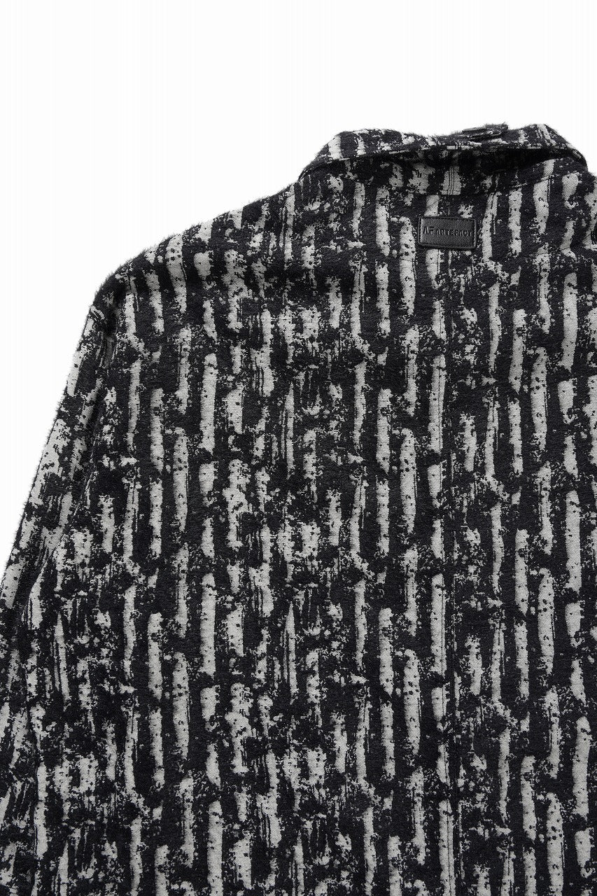 画像をギャラリービューアに読み込む, A.F ARTEFACT SNAPPED SHIRT WITH HEM BAND / JACGUARD BLURRED STRIPE (BLACK x WHITE)