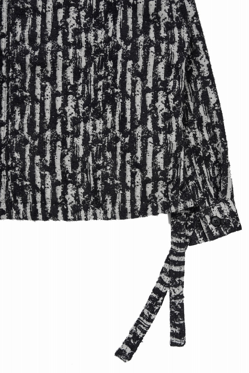 画像をギャラリービューアに読み込む, A.F ARTEFACT SNAPPED SHIRT WITH HEM BAND / JACGUARD BLURRED STRIPE (BLACK x WHITE)