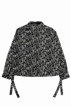 画像をギャラリービューアに読み込む, A.F ARTEFACT SNAPPED SHIRT WITH HEM BAND / JACGUARD BLURRED STRIPE (BLACK x WHITE)
