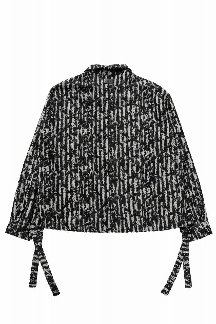 画像をギャラリービューアに読み込む, A.F ARTEFACT SNAPPED SHIRT WITH HEM BAND / JACGUARD BLURRED STRIPE (BLACK x WHITE)