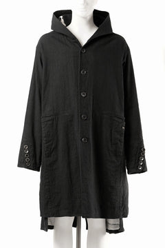 Load image into Gallery viewer, 【SAMPLE SALE】vital reversible hooded coat / organic twill+texture print (BLACK x PRINT)