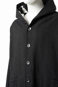 Load image into Gallery viewer, 【SAMPLE SALE】vital reversible hooded coat / organic twill+texture print (BLACK x PRINT)