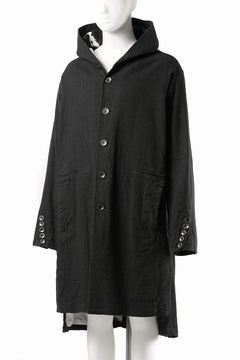 Load image into Gallery viewer, 【SAMPLE SALE】vital reversible hooded coat / organic twill+texture print (BLACK x PRINT)