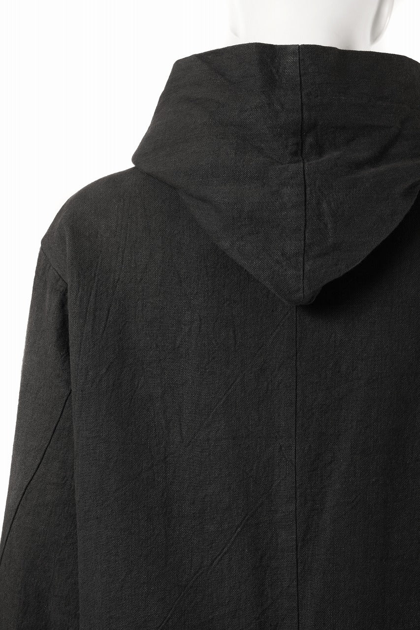 Load image into Gallery viewer, 【SAMPLE SALE】vital reversible hooded coat / organic twill+texture print (BLACK x PRINT)