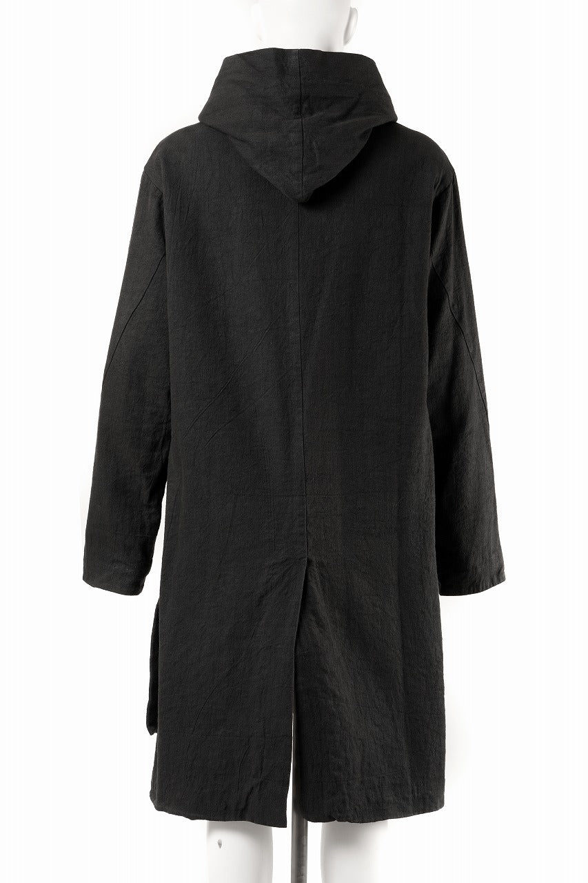 Load image into Gallery viewer, 【SAMPLE SALE】vital reversible hooded coat / organic twill+texture print (BLACK x PRINT)