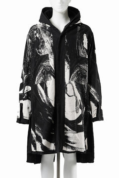 Load image into Gallery viewer, 【SAMPLE SALE】vital reversible hooded coat / organic twill+texture print (BLACK x PRINT)