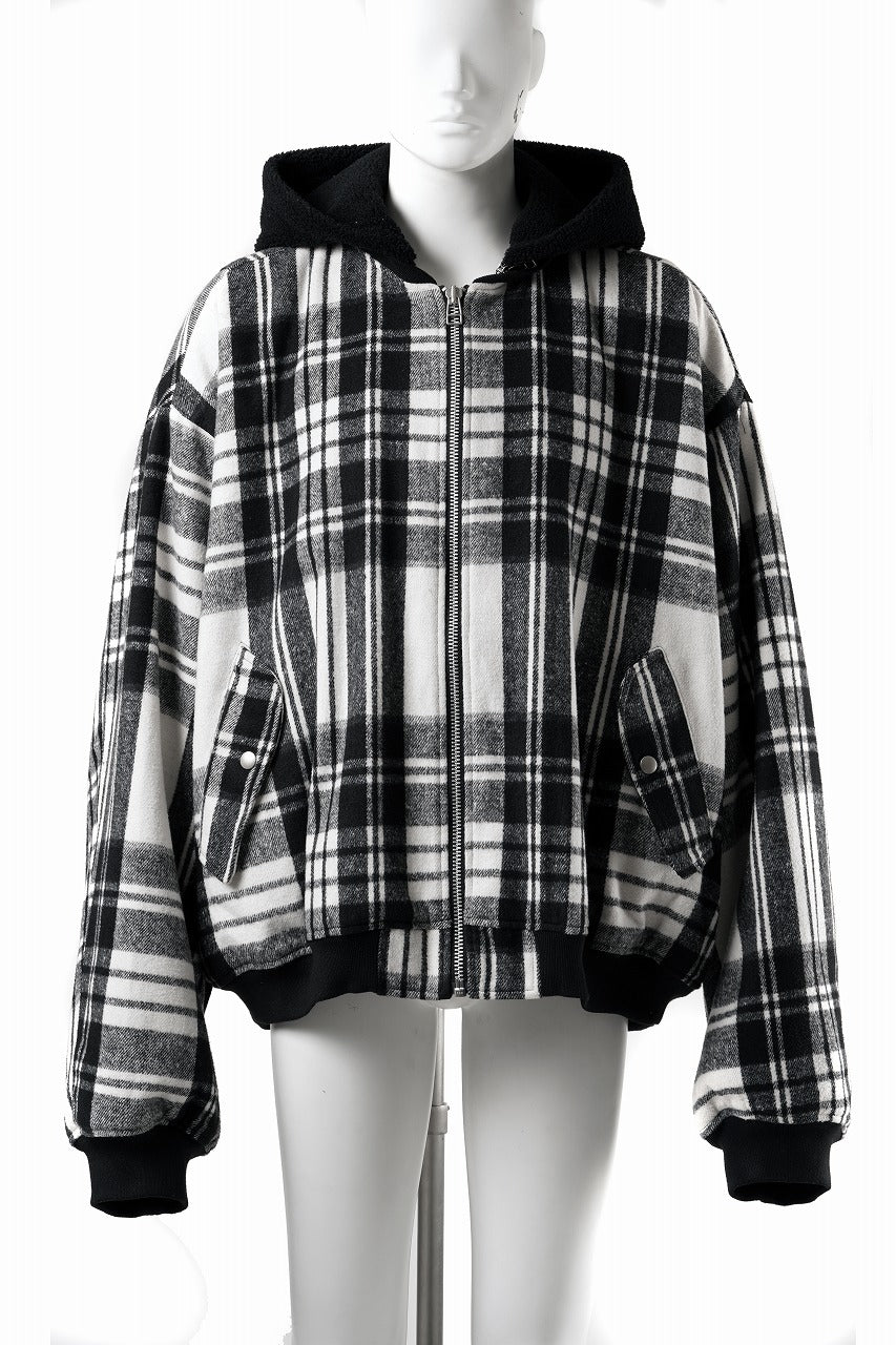 Load image into Gallery viewer, 【SAMPLE SALE】A.F ARTEFACT WOOL PLAID BOMBER JACKET (BLACK×WHITE)