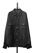 Load image into Gallery viewer, 【SAMPLE】A.F ARTEFACT HERRINGBONE LINEN MILITARY SHIRTS (BLACK)
