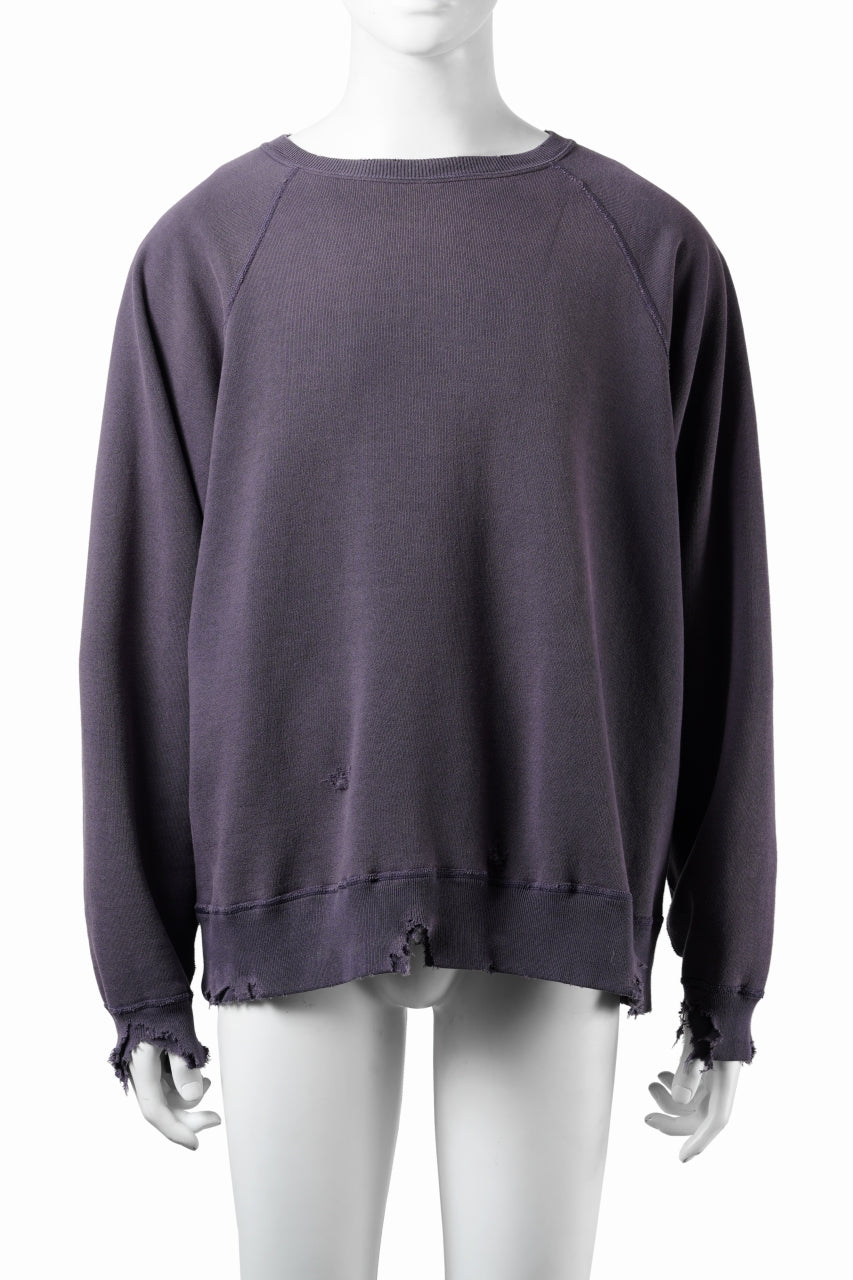 FULLCOUNT FADING RAGLAN SLEEVE SWEAT SHIRT (EGG PLANT)