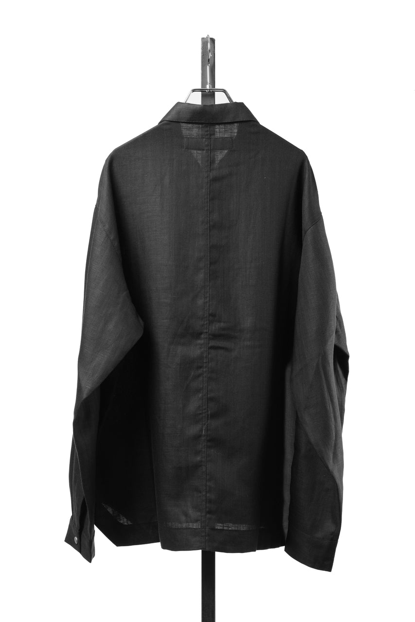 Load image into Gallery viewer, 【SAMPLE】A.F ARTEFACT HERRINGBONE LINEN MILITARY SHIRTS (BLACK)