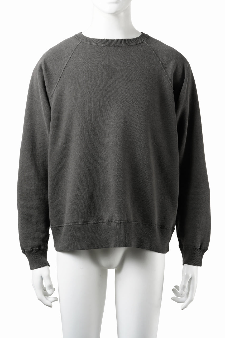画像をギャラリービューアに読み込む, FULLCOUNT FADING RAGLAN SLEEVE SWEAT SHIRT (DAMAGE LESS / BLACK)