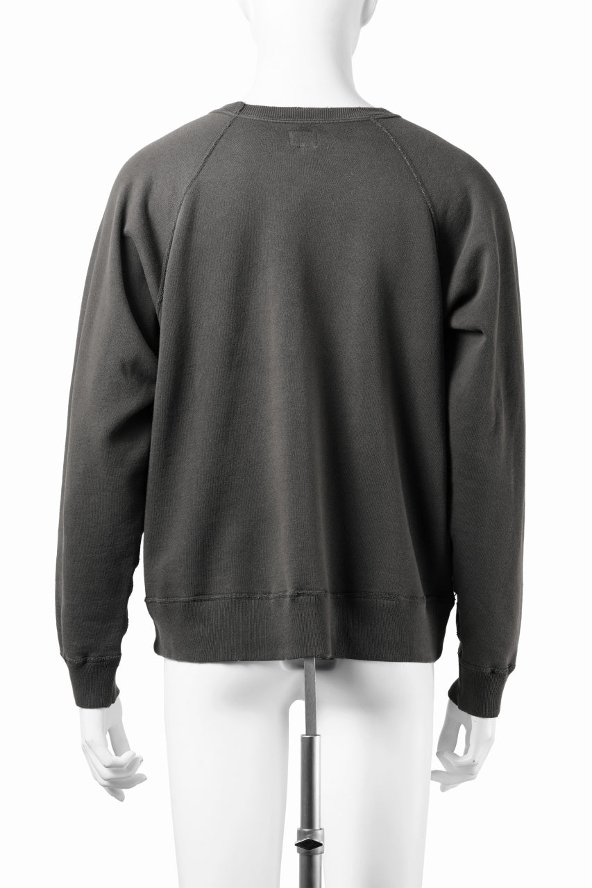 画像をギャラリービューアに読み込む, FULLCOUNT FADING RAGLAN SLEEVE SWEAT SHIRT (DAMAGE LESS / BLACK)