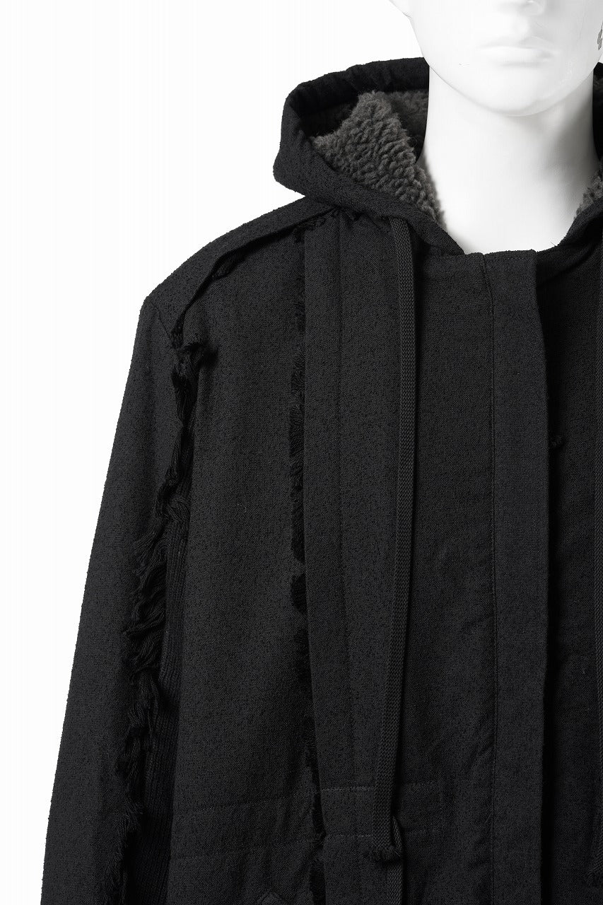Load image into Gallery viewer, 【SAMPLE SALE】A.F ARTEFACT BOA LINER HOODIE LONG COAT (BLACK)