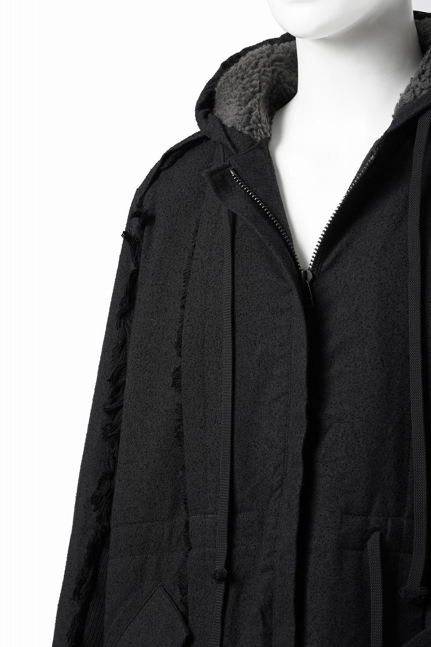 Load image into Gallery viewer, 【SAMPLE SALE】A.F ARTEFACT BOA LINER HOODIE LONG COAT (BLACK)
