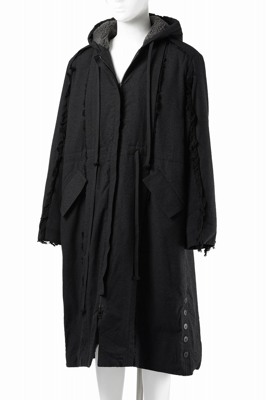 Load image into Gallery viewer, 【SAMPLE SALE】A.F ARTEFACT BOA LINER HOODIE LONG COAT (BLACK)