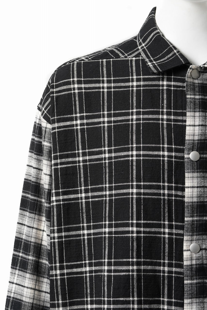 画像をギャラリービューアに読み込む, 【SAMPLE SALE】A.F ARTEFACT SNAPPED OVER SHIRT / SWITCHING CHECK (BLACK)