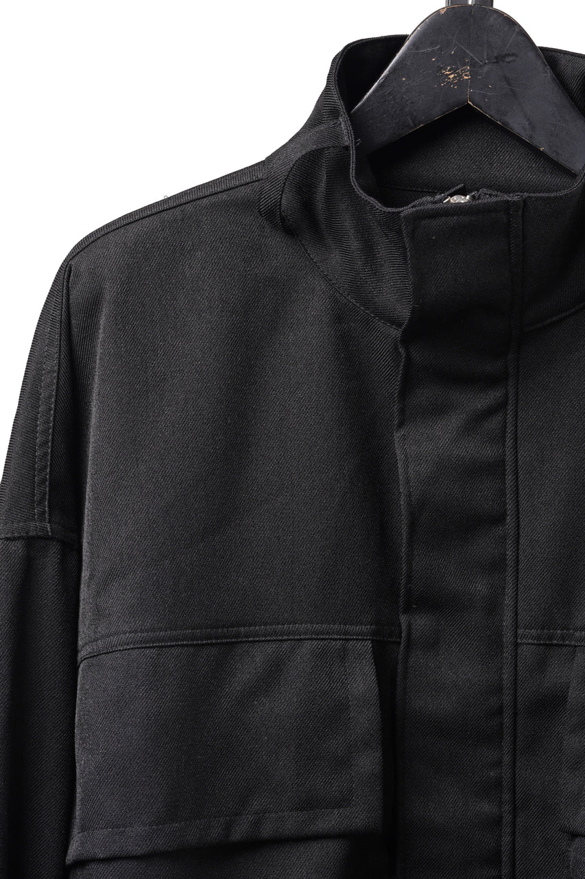 Load image into Gallery viewer, 【SAMPLE】A.F ARTEFACT CROPPED MILITARY BLOUSON / SOFT LUSTER TWILL (BLACK)