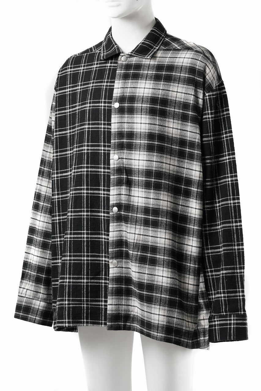 画像をギャラリービューアに読み込む, 【SAMPLE SALE】A.F ARTEFACT SNAPPED OVER SHIRT / SWITCHING CHECK (BLACK)
