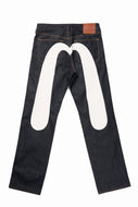 EVISU HT, DAICOCK PRINTED JEANS WHITE-REGULAR FIT (RAW INDIGO)